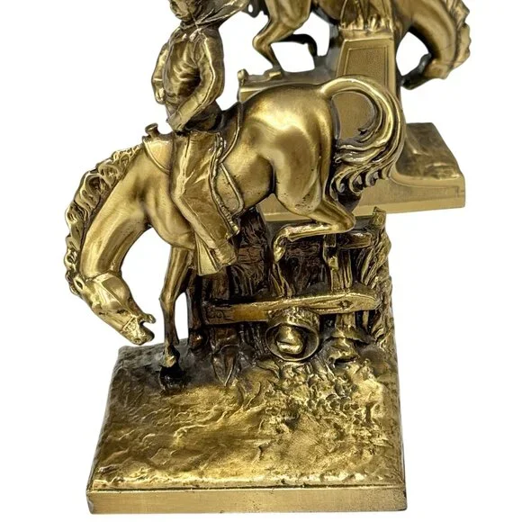 1960's PM Craftsman Cast Bronze Western Bookends - Picture 3 of 17